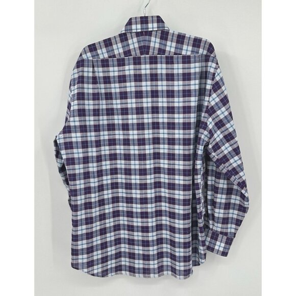 PETER MILLAR long sleeve casual shirt plaid 100% cotton button down purple XL - Picture 5 of 8